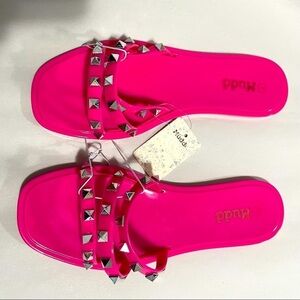 Mudd Pink Jelly Slip On Studded Sandals NWT​ Barbiecore Barbie​